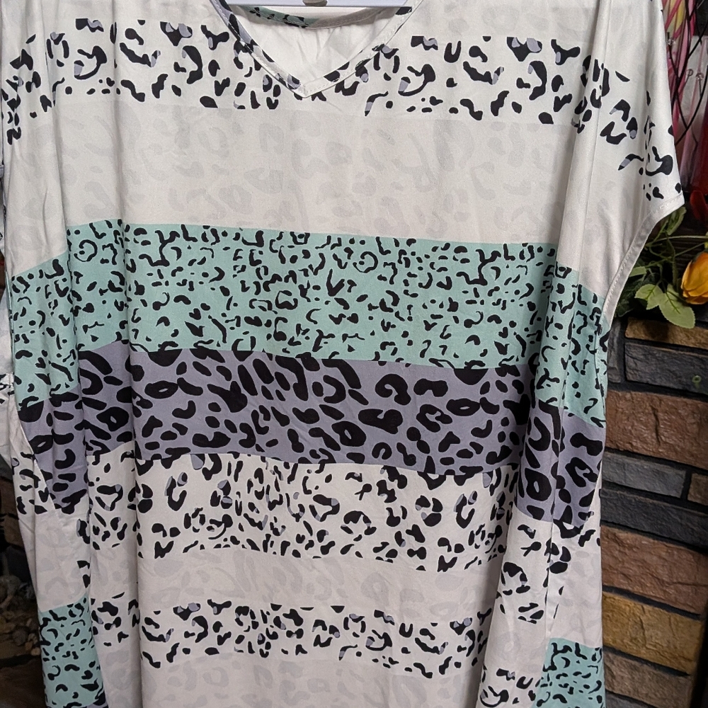 Leopard Print Striped Top